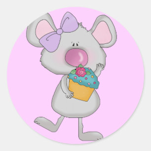 Mouse with Cupcake Tshirts and Gifts Classic Round Sticker