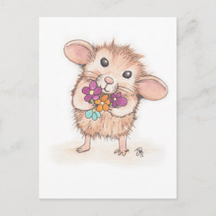 Mouse with Flower Bouquet Postcard