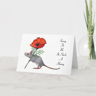 Mouse with Flower, In A Hurry: Belated Birthday Card