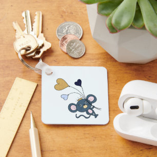 Mouse with party balloons key ring