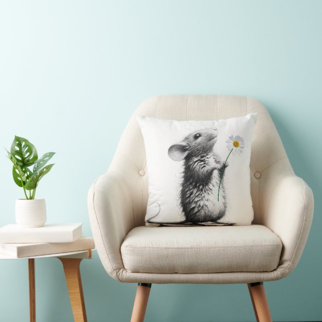 Mouse With White Daisy Cushion (Chair)