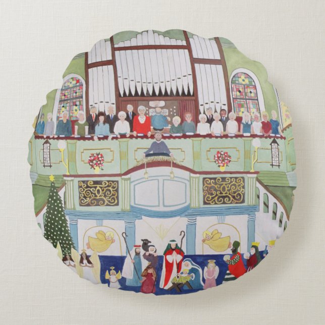 Mousehole Methodist Chapel Cornwall Round Cushion (Front)