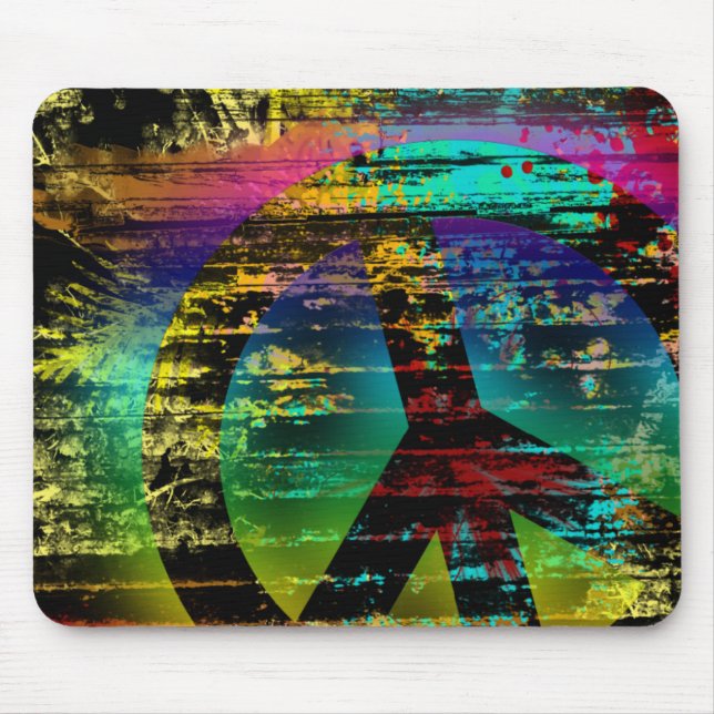 Mousemat Abstract Digital Graffiti Rainbow Peace (Front)