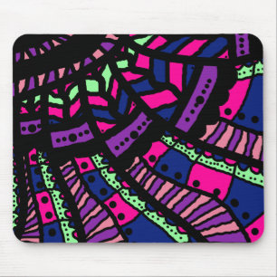 Mousemat, Abstract doodle art, hot pink purple blu Mouse Pad
