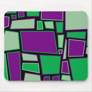 Mousemat, abstract squares, purple, greens mouse pad