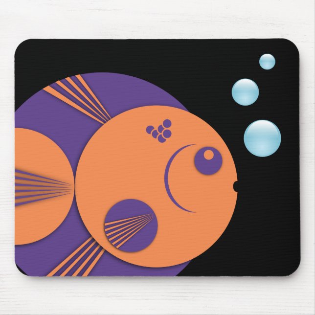 Mousemat, Circle Fish, purple orange, blue bubbles Mouse Pad (Front)