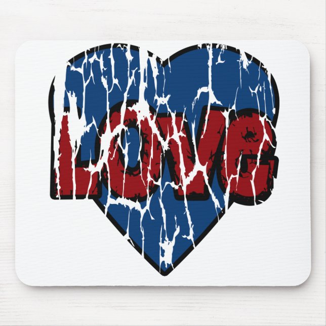 Mousemat Cute Grungy Love Heart, Blue (Front)