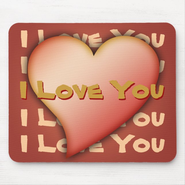 Mousemat, I Love You, Heart, Customise Text/Image Mouse Pad (Front)