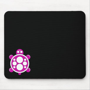 Mousemat, round turtle, hot pink, white, black mouse pad