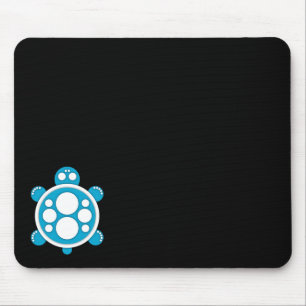 Mousemat, round turtle, sky blue white black mouse pad