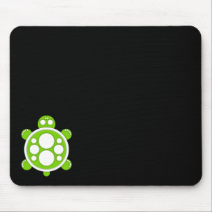 Mousemat, round turtle, white, lime green, black mouse pad