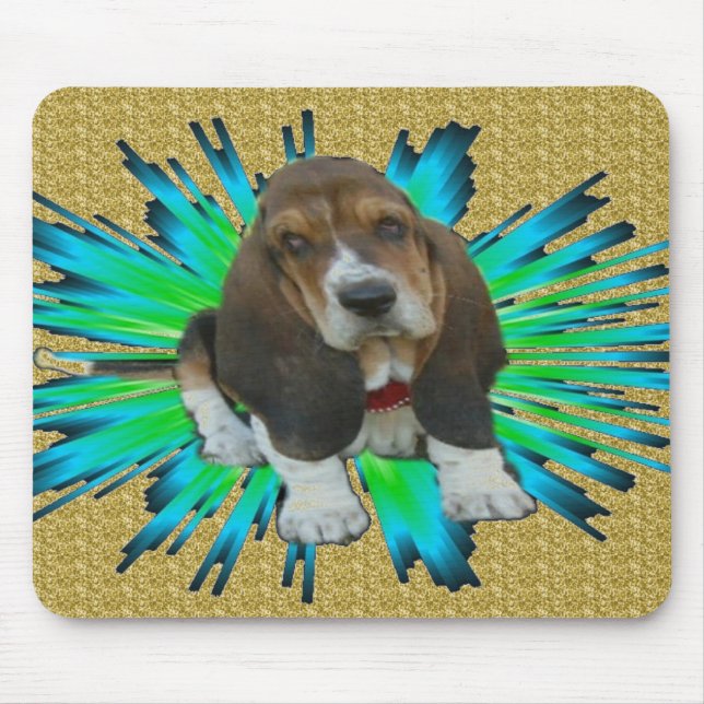 Mousepad Baby Basset Hound Sheldon (Front)