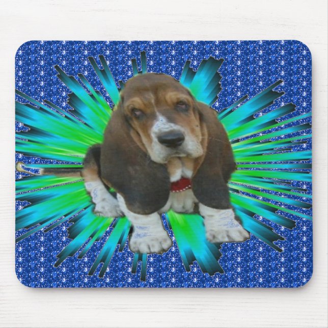 Mousepad Baby Basset Hound Sheldon (Front)