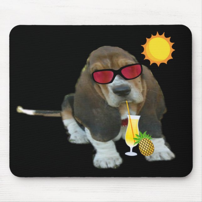 Mousepad Baby Basset Hound Summer Time (Front)