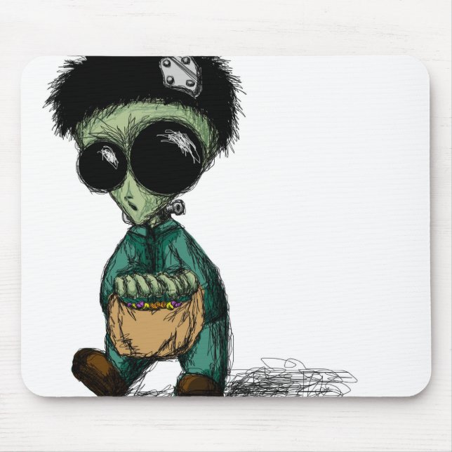 Mousepad, Cute Alien Frankenstein Cartoon Mouse Pad (Front)