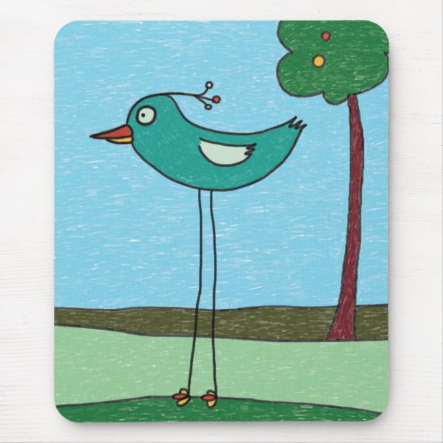 Mousepad, Cute Bird and Tree Mouse Pad (Front)