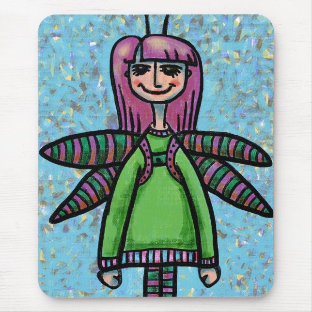 Mousepad, Cute Girly Dragonfly Costume Mouse Pad (Front)
