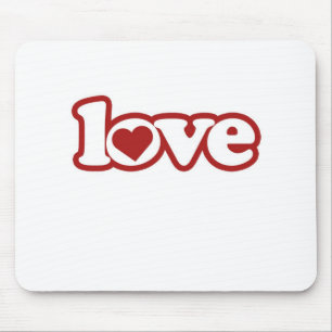 Mousepad, Cute Retro Love Design, Red & White Mouse Pad