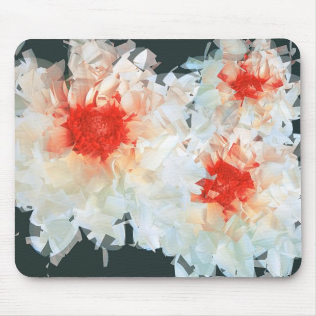Mousepad Flowers White Black Cubist (Front)