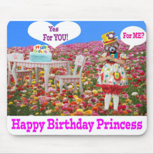 mousepad. Happy Birthday Princess. red panda/lit Mouse Pad