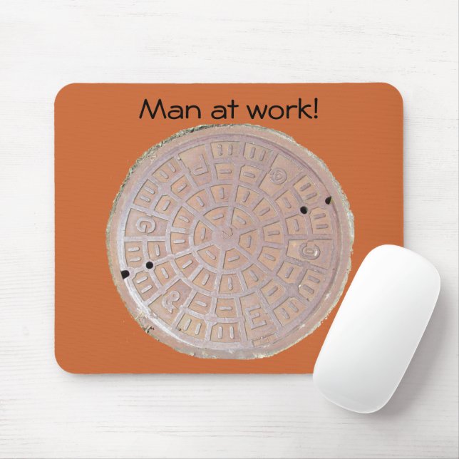Mousepad - Man at work (manhole) (With Mouse)