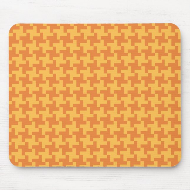 Mousepad, Orange Dogstooth Check Pattern Mouse Pad (Front)