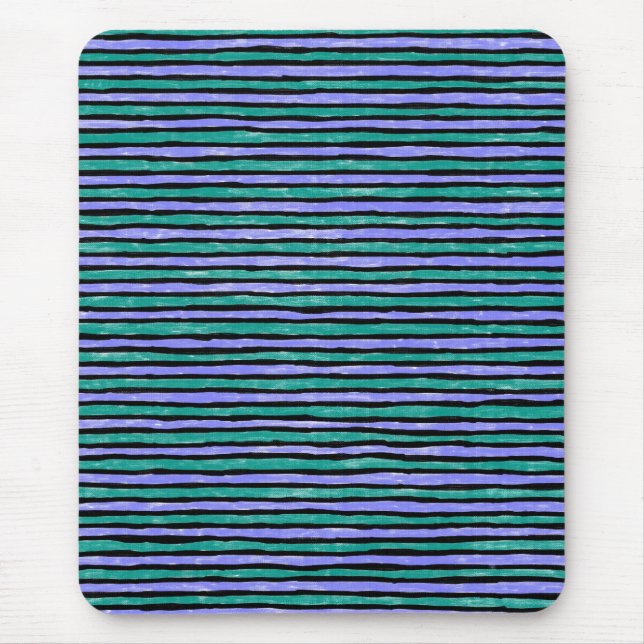 Mousepad, Painted Stripes, Teal and Blue Mouse Pad (Front)