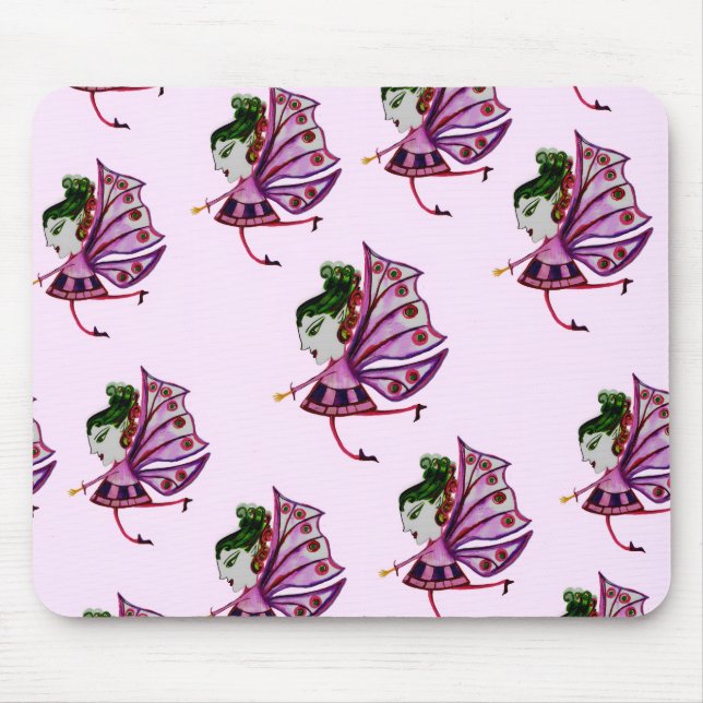 Mousepad pink mushroom fairies design  (Front)