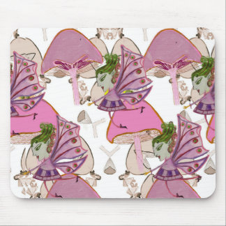Mousepad pink mushroom fairies design 
