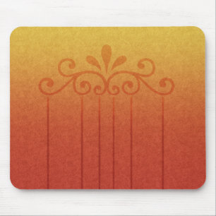Mousepad, Pretty Orange & Gold Fleur Design Mouse Pad