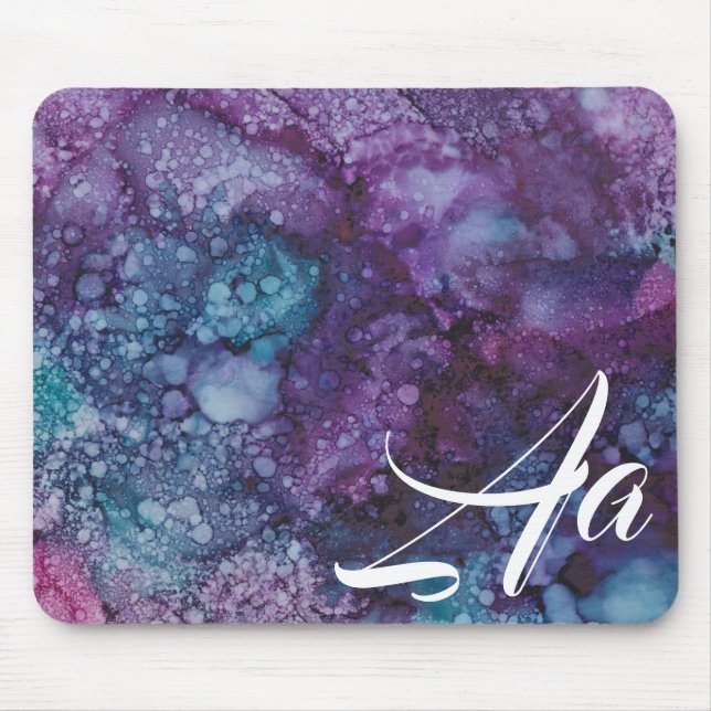Mousepad "Purple-Blue Alcohol Ink Painting" (Front)