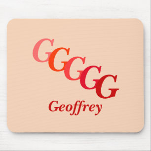 Mousepad - Staggered Initial and Name in Red
