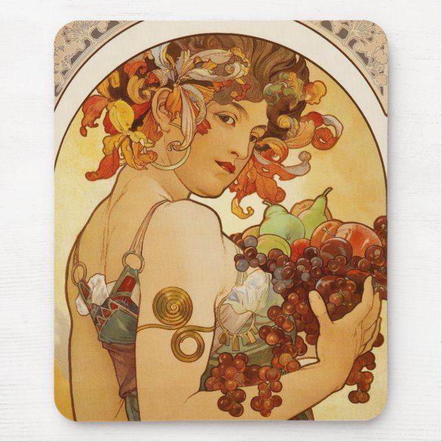 Mousepad Vintage Art Alfons Mucha Fruit (Front)