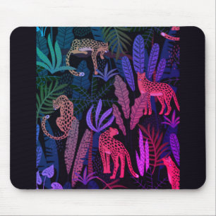 Mousepad with colourful cheetahs in the jungle