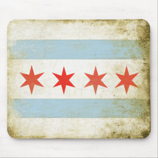 Mousepad with Distressed Chicago Flag Print