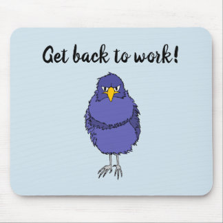 Mousepad with picture of not so happy bird