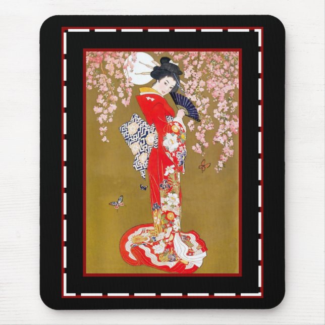 Mousepads Art Japanese Geisha Lady Vintage Poster (Front)