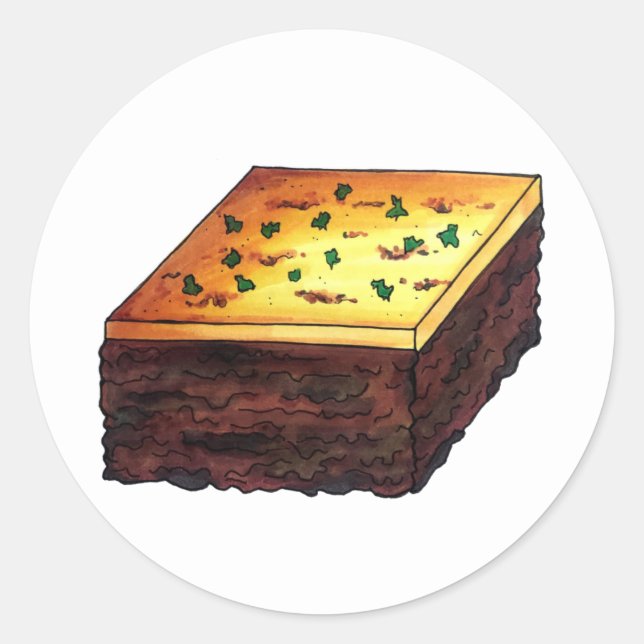 Moussaka Greek Mediterranean Food Eggplant Potato Classic Round Sticker (Front)