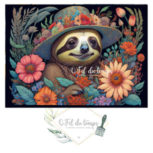 Mousseline Cute Sloth & Flower Hat v6 Tissue paper