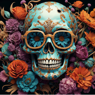 Mousseline Flower Skull Paper v2- tissue paper