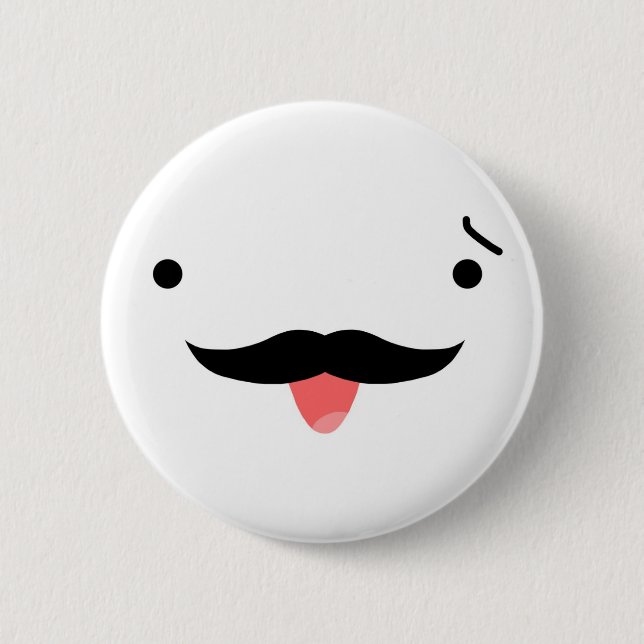 Moustache 6 Cm Round Badge (Front)