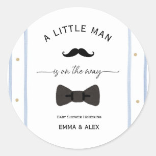 Moustache  A little man is on the way Classic Round Sticker
