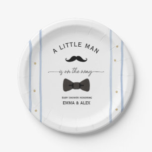 Moustache A little man is on the way Paper Plate