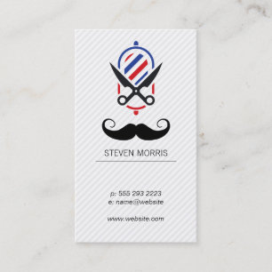 Moustache and Barber Pole Scissors Business Card