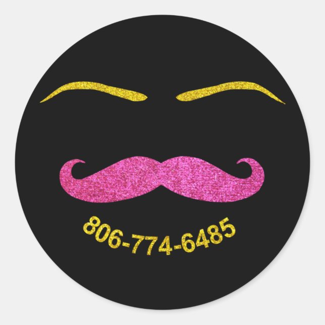 Moustache and Eyebrows - custom design request Classic Round Sticker (Front)