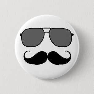 moustache and glasses 6 cm round badge