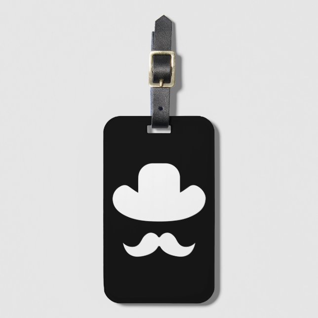 Moustache and hat luggage tag (Front Vertical)