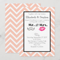 Moustache and Lips Mr. and Mrs. Peach Wedding