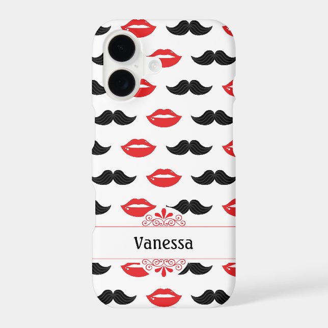 Moustache and Lips Red & Black Pattern (Back)