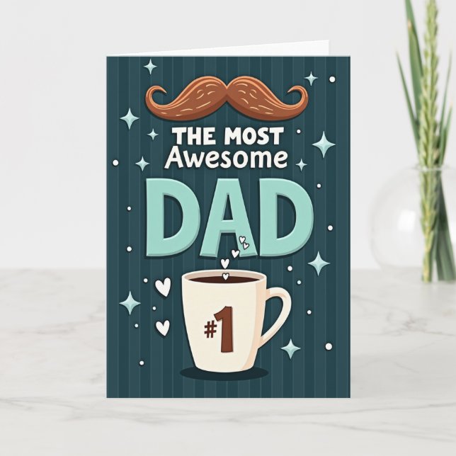 Moustache Awesome Dad Card (Front)